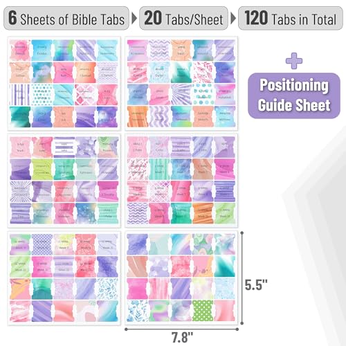 Mr. Pen- Laminated Bible Tabs, 120 pcs, Easy-to-Read & Apply - color: Dreamy Tapestry