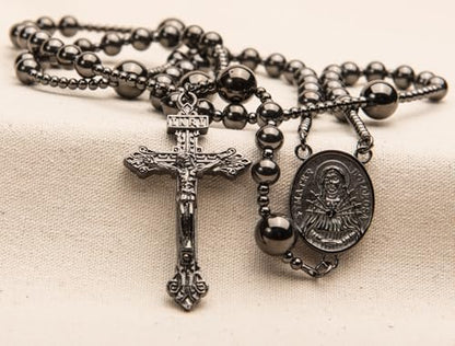 Gun Metal World War I Seven Sorrow Original Solid Stainless Steel Rosary Beads Catholic