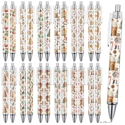 Wxiben 24 Pcs Christmas Gingerbread Man Ballpoint Pens, 1.0mm Black Ink - color: Christmas Gingerbread Man