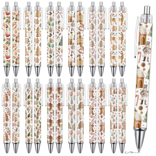 Wxiben 24 Pcs Christmas Gingerbread Man Ballpoint Pens, 1.0mm Black Ink - color: Christmas Gingerbread Man