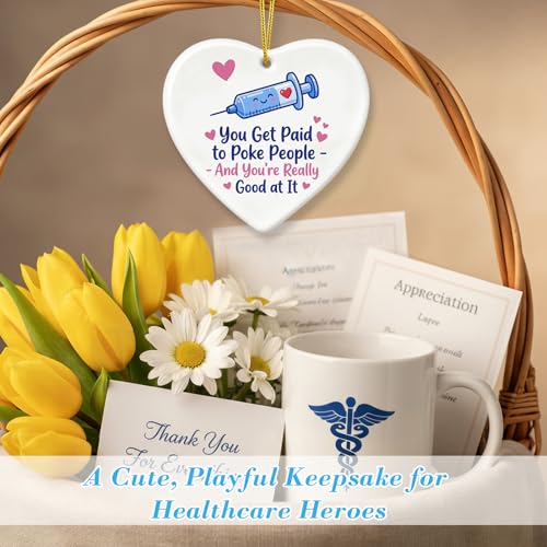 FaCraft Nurse Gifts for Women - Funny Ceramic Nurse Ornament for Christmas Tree Decor - Nurses Week Appreciation Gift Nursing School Graduation Keepsake Thank You Gift for New Nurses Pediatric RN LPN - color: 1-6 Nurse