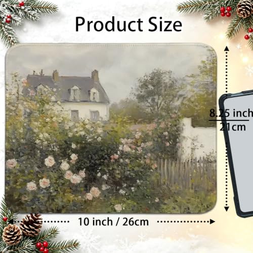 UTELKA Pink Green Flroal Mouse Pad, Rose Garden Wildflower Mousepad - color: Pink Rose Garden, size: 10.2L x 8.2W inches