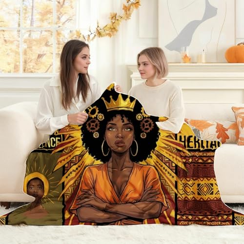 African American Black Girl Women Blanket - Christian Birthday Gifts Blanket- Inspirational Flannel Religious Spiritual Throw Blanket Home Decor 50x60inch - color: Hrmt5