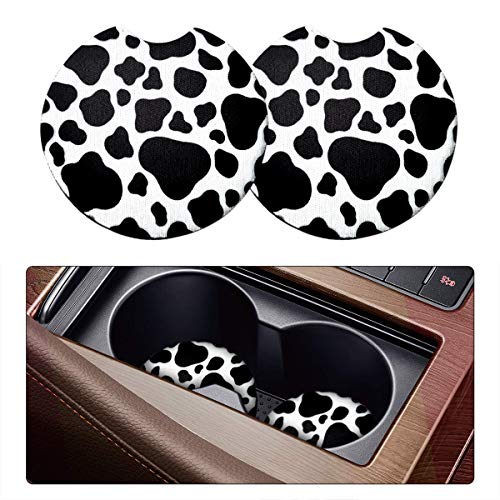 2 Pack Car Coasters for Drinks Absorbent - 2.75 Inch Cute Car Cup Holder Coasters for Women, Removable Cup Holder Coaster for Your Car, Car Interior Accessories for Women & Girls (White Leopard) - color: White Leopard