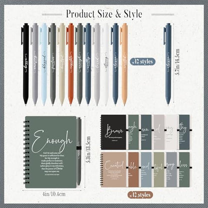 Kosiz 12 Sets Christian Notebook, Bible Study Prayer Pen, Boho - color: BOHO