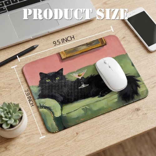 Black Cat Martini Mouse Pad Coquette Retro Desk Pad 9.5x7.9 Inch - color: Black Cat