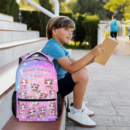 Kids Backpack for Girls 6-8, Cat Primary Backpacks Back to School Supplies - color: Pink