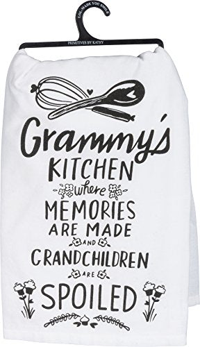 Primitives by Kathy Boho Cotton Kitchen Towel Set - Funny Sayings, Housewarming Gift, Fall Decor, 28"x28" - style: Grammy's Kitchen