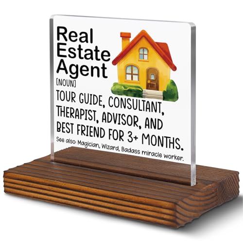 Funny Real Estate Agent Desk Sign for Realtor Women Men, Humorous Acrylic Office Decor for Broker Consultant Realtor Team, Appreciation Gift for Coworker Closing Celebration Desk Plaque EC434 - style: Broker Consultant Realtor Team