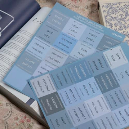 UPAFEXXI-Laminated Bible Tabs with Book Summaries, Bible Study Supplies - color: Summaries Blue2