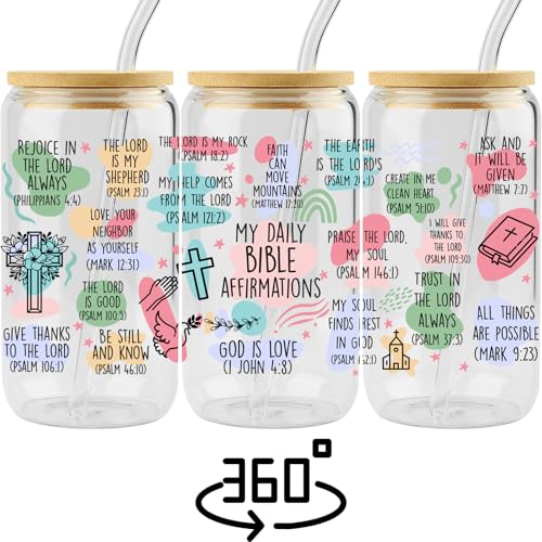 Christian Gifts For Women, Easter Basket Stuffers, 16oz Glass Cups