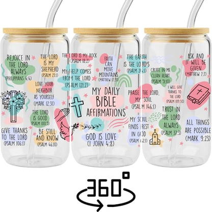 Christian Gifts For Women, Easter Basket Stuffers, 16oz Glass Cups