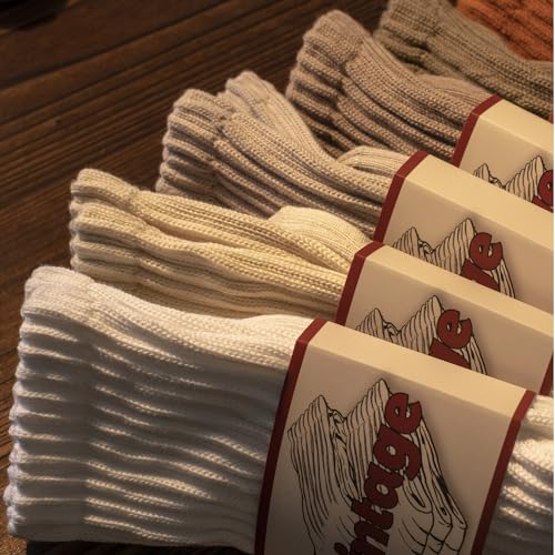 DAUCO 4 Pairs 98% Cotton Socks for Men Women Crew Seamless Fall Slouchy Socks - color: 4 Pairs - White1, size: 10-13