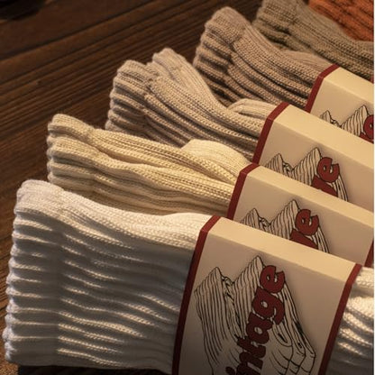 DAUCO 4 Pairs 98% Cotton Socks for Men Women Crew Seamless Fall Slouchy Socks - color: 4 Pairs - White1, size: 10-13