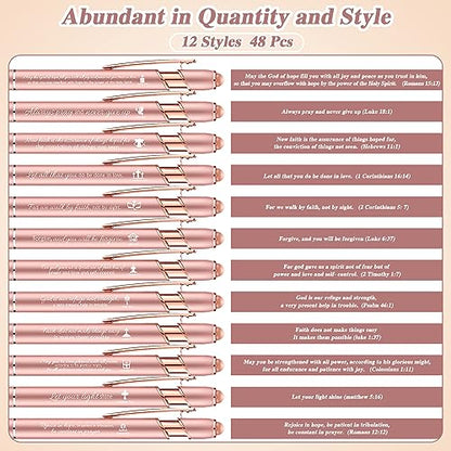 Chuangdi 48 Pcs Bible Verse Pens Bulk Black Ink Pens, Rose Gold - color: Rose Gold
