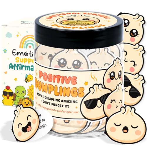 Emotional Support Dumplings - 60 Positive Dumpling Cards Jar, Daily Affirmation Cards For Women, Girls - Birthday Gift Ideas for Coworkers, Best Friends - Uplifting Messages Cards to Cheer Someone Up - color: Positive Dumpling