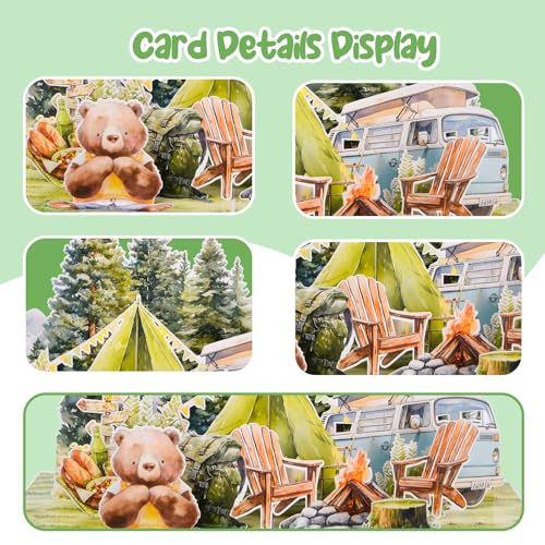 3D Pop Up Interesting Cards for men - Camping theme Greeting Card - color: Camping area