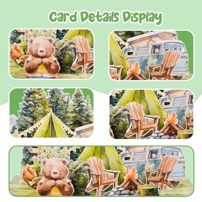 3D Pop Up Interesting Cards for men - Camping theme Greeting Card - color: Camping area