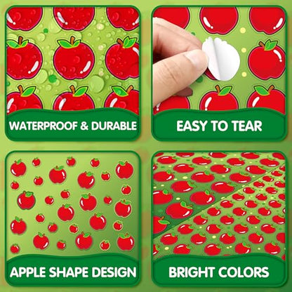 LINAYE 2000 Count Apples Stickers for Kids, 24 Sheets Apple Shape Reward Stickers for Teacher School Classroom, Cute Mini for Scrapbooking, Envelopes - style: Apple 24 Sheets