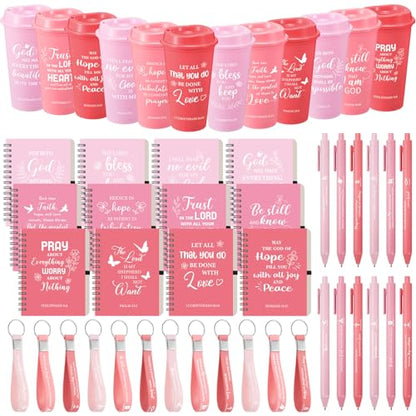 Skylety 12 Set Christian Gifts Bulk Scripture Cup Set, Pink Gradient - color: Pink Gradient