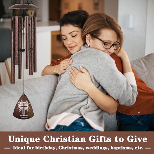 Christian Gifts for Women Men, 32" Bronze Wind Chimes Religious Gifts with Bible Verse, Spiritual Faith Based Gift for Christian Women Mom Sister Friend Coworker
