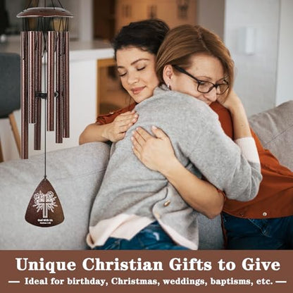 Christian Gifts for Women Men, 32" Bronze Wind Chimes Religious Gifts with Bible Verse, Spiritual Faith Based Gift for Christian Women Mom Sister Friend Coworker