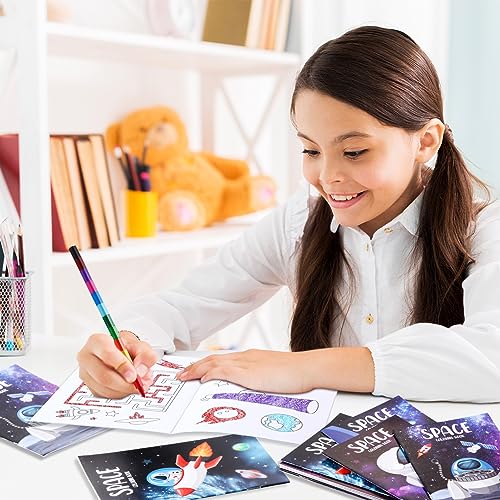 BenLouis 24 Outer Space Mini Coloring Books with 24 Crayons for Kids Bulk - style: Space