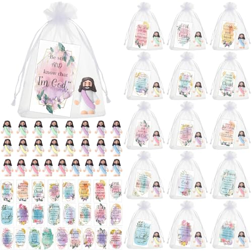 Bememo 25 Pcs Mini Jesus Figurines Easter Toys, Lovely Style, Five Colour - color: Five Colour