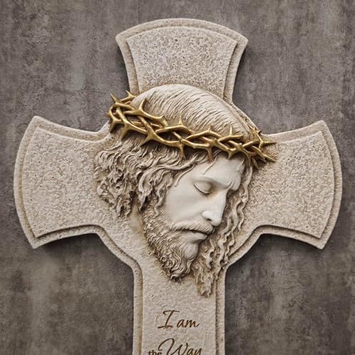 ShineOnAngel Jesus Cross Wall Decor 12 Inch, Crucifix Wall Art for Wall, Christian Religious Home Decor, Catholic Gift for Prayer Room, Inspirational Scripture Design