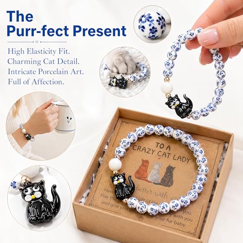 Virgin Mary Cross Bracelet with Miraculous Medal & Crucifix Charm - color: Black cat