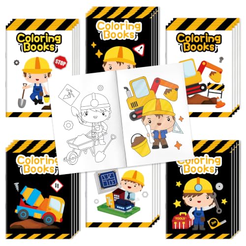 Bulk Construction Coloring Books, 24Pcs Mini Drawing Booklet for Kids - style: Construction