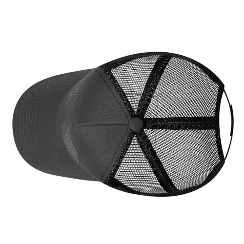 Baseball Cap, American Flag Trucker Hat for Men Women, Breathable Adjustable Fit Outdoor Mesh Snapback Hats - color: Dark Gray/Black Flag
