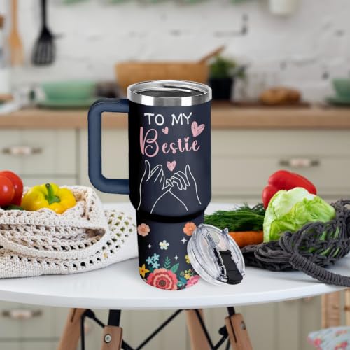Christian Gifts for Women 40oz Tumbler - Insulated Travel Mug with Handle (Bestie, 40 Ounces) - color: Bestie