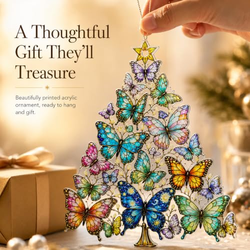 Butterfly Christmas Ornament 2026, Butterfly Suncatcher Gift for Women, Inspirational Christian Decor, Spiritual Holiday Keepsake - color: Butterflytree2