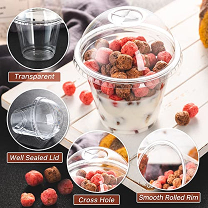 Lullaby 200 Pack 9oz Clear Plastic Cups with Dome Lids, Dessert Fruit Cups - size: 200PACK