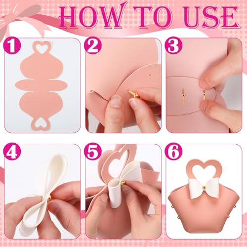 Sweetude 24 Set PU Leather Heart Purse Gift Bag with Handles, Cute Style - color: Cute Style