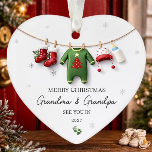 Grandparents Gifts, Pregnancy Announcement Ornament for New Grandma Grandpa - color: Grandparents