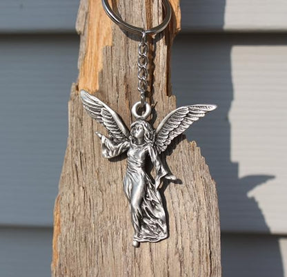 Angel Keychain Hand Made Fine Pewter Guardian Angel Key Chain Key Ring