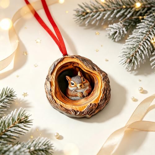 Squirrel Ornament, 3D Animal Ornaments for Christmas Tree, Squirrel Gifts - color: Squirrel