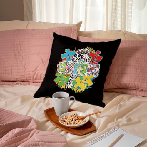 QIYUHOY Autism Puzzle Mental Health Throw Pillow Covers, 18x18 Inch - color: 009-motivational