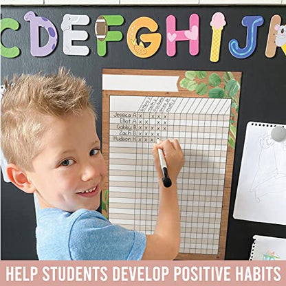 Attendance Chart for Classroom -4pc Laminated Chore & Reward Chart for Kids - color: Farmhouse Classic
