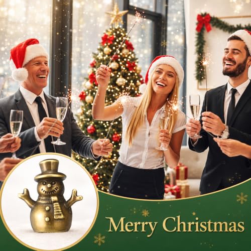 Civaner 50 Mini Brass Snowman Figurines, Tiny Christmas Snowman Decor - style: Snowman