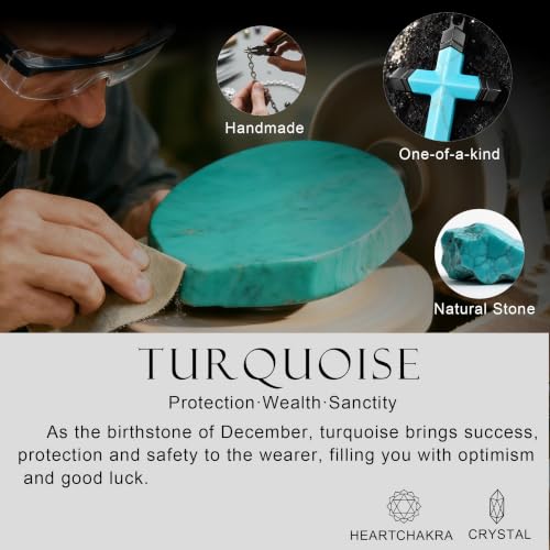 Lapis Lazuli/Amethyst Cross Necklace for Men Waterproof and Sweat-Resistant Suitable for both men and women With Adjustable Box Chain Christian Jewelry Father Day Gifts for Men - color: Black&Sky Blue