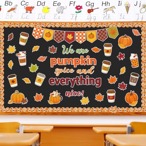 Containlol Fall Bulletin Board Decorations Pumpkin Spice Classroom Cutouts - color: Yellow, style: Coffee Cup