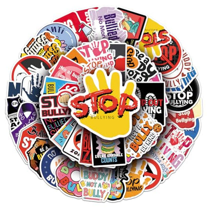 Stand Against Bullying Stickers 50pcs for Teen Water Bottle Cartoon Trendy Aesthetic Stickers Fun Aesthetic Waterproof Vinyl Decals for Laptop Bumper Luggage Skateboard Guitar (Colours-B7) - color: Colours-b7