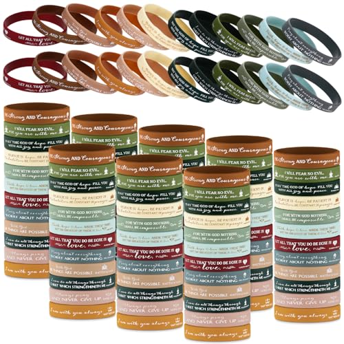 Unittype 240 Pcs Bible Verse Bracelets Bulk Christian Gift, Retro Color - color: Retro Color