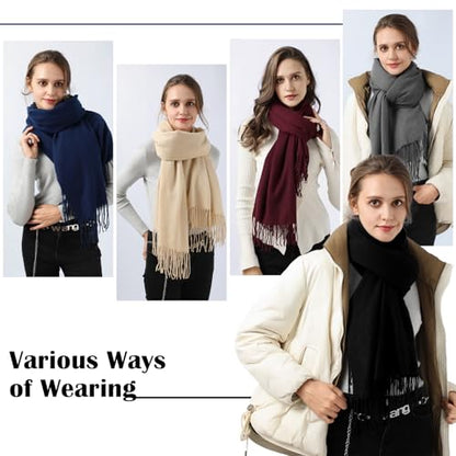 Clothirily Womens Winter Scarf, Oversized Long Blanket Plaid Shawl Wrap - color: Beige