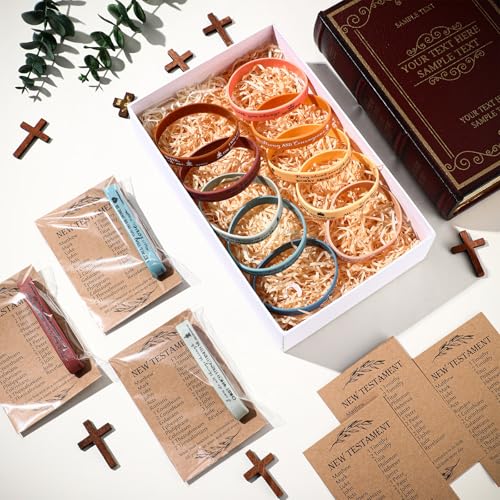 HyDren 36 Sets Bible Verse Bracelets, Religious Gifts Bulk - color: Morandi Color