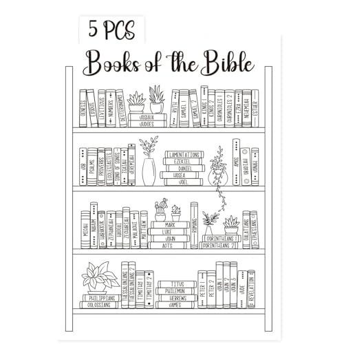 OCQOTAT Books of the Bible Tracker Sticker –Bible Books Shelf Coloring Page, Bible Reading Tracker, Customizable Dashboard Stickers for Scripture Study, Tracking,Bible Organization(Black) - color: Black Books of the Bible Stickers 5pcs