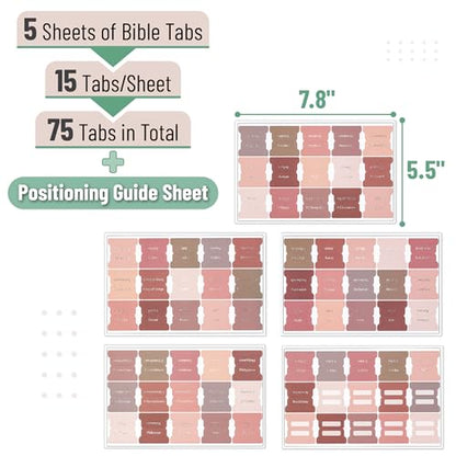 Mr. Pen- Bible Tabs, 75 pcs, Earthy Brown, Gold Foil Lettering - color: Earthy Brown